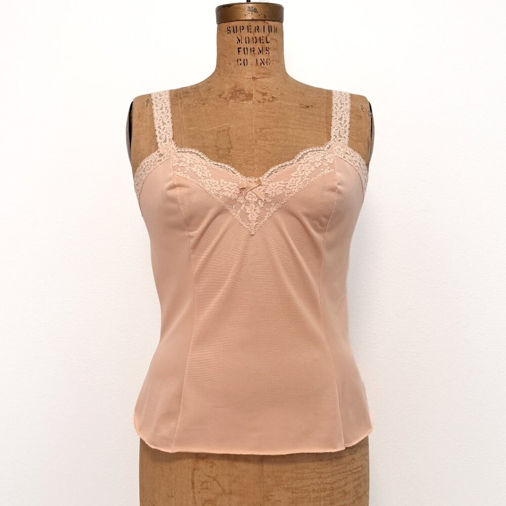Vintage 60s Olga Nude Beige Lace Cami Camisole Style 925 Size Medium